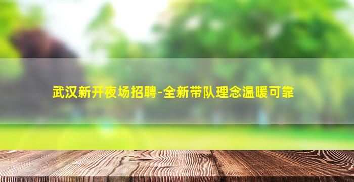 武汉新开夜场招聘-全新带队理念温暖可靠